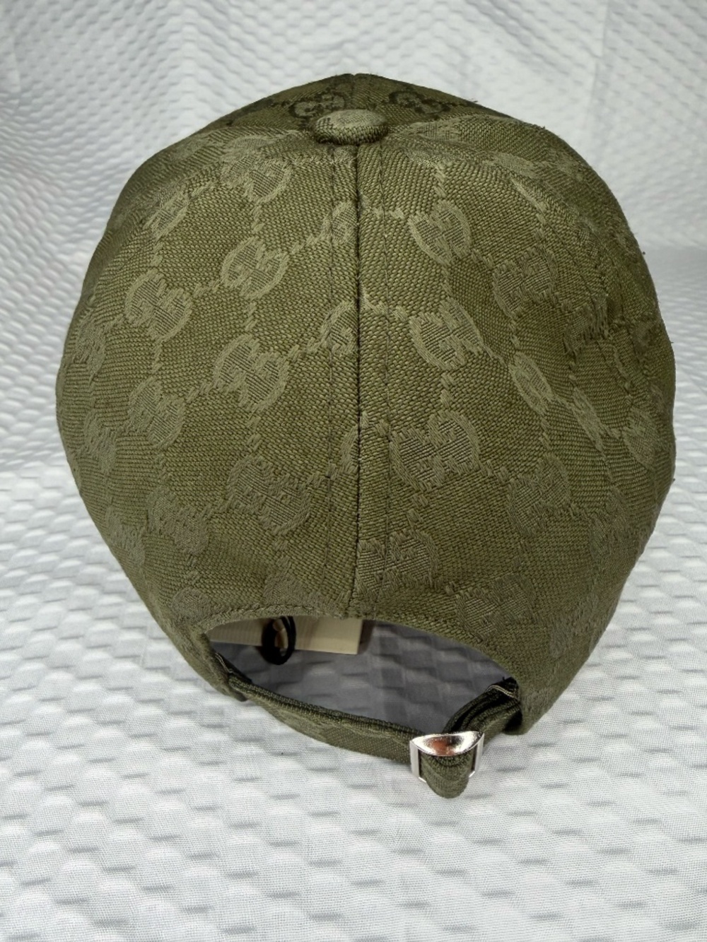 UNISEX GUCCI GG MONOGRAM CANVAS BASEBALL CAP DARK OLIVE GREEN ADJUSTABLE HAT - Picture 4 of 5